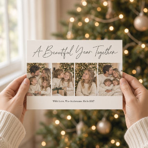 A Beautiful Year Together Four Photo New Year Holiday Card