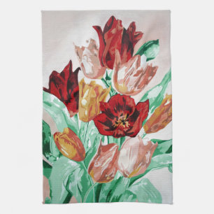 A Beautifully Bold Floral Bouquet of Tulips Kitchen Towel