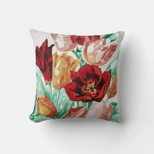 A Beautifully Bold Floral Bouquet of Tulips Throw Pillow