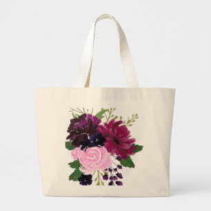 A beautifully Hand Painted Trio of Flowers Large Tote Bag