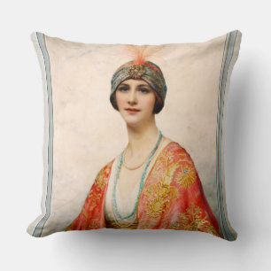 A Beauty In Eastern Costume by William Wontner Throw Pillow