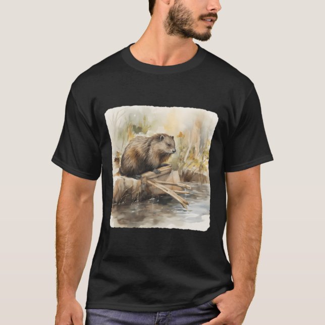 A Beaver Building A Dam Construction T-Shirt (Front)