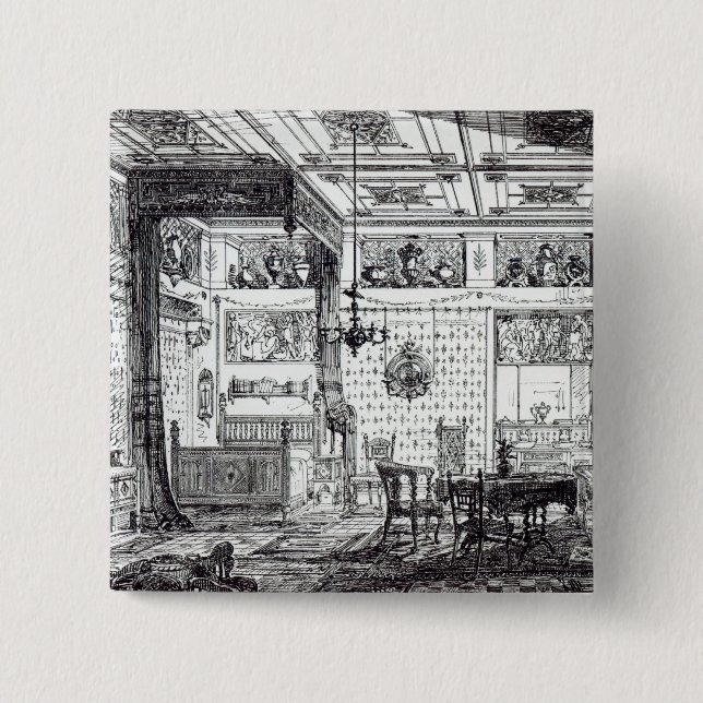 A Bed Room 2 Inch Square Button (Front)