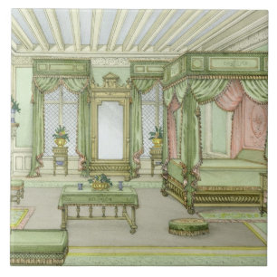 A Bedroom interior in Henri II style (colour litho Tile