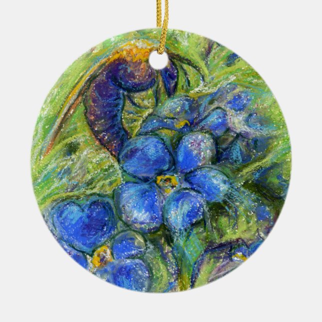 A Bee & Forget-me-not Flowers Ceramic Ornament (Front)