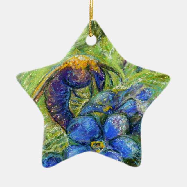 A Bee & Forget-me-not Flowers Ceramic Ornament (Front)