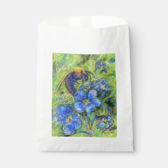 A Bee & Forget-me-not Flowers Favour Bag (Front)