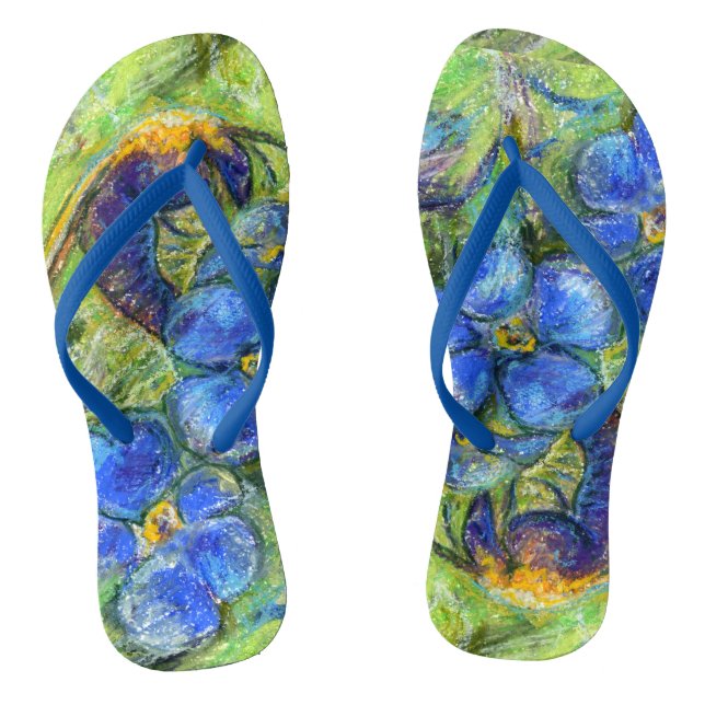 A Bee & Forget-me-not Flowers Flip Flops (Footbed)