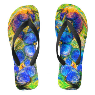 A Bee & Forget-me-not Flowers Flip Flops