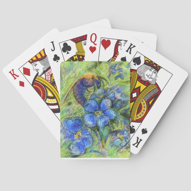 A Bee & Forget-me-not Flowers Playing Cards (Back)