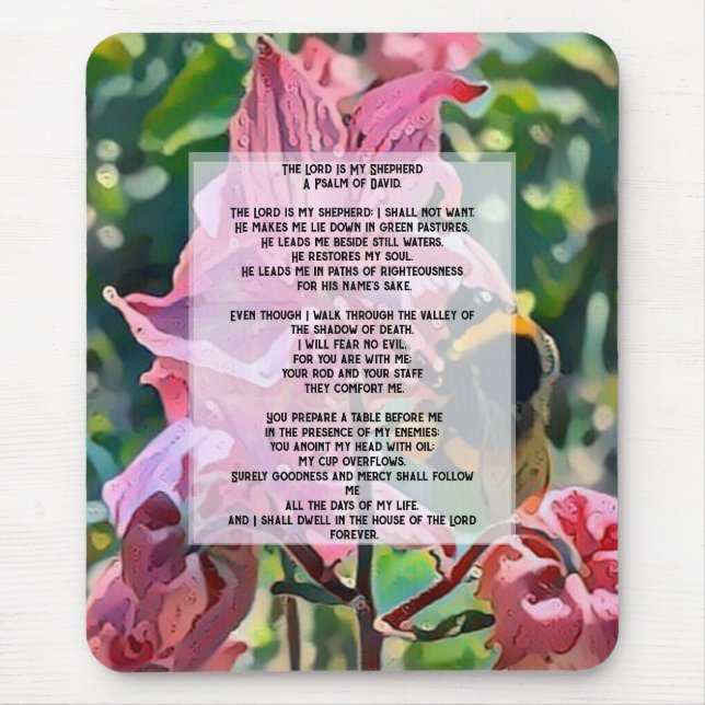  a bee in a garden with Psalm 23 Mouse Pad (Front)