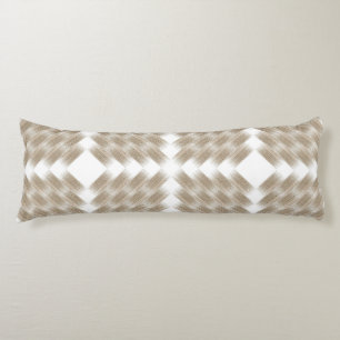a beige and white chequered pattern on a white body pillow