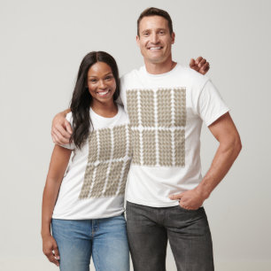 a beige and white chequered pattern on a white T-Shirt
