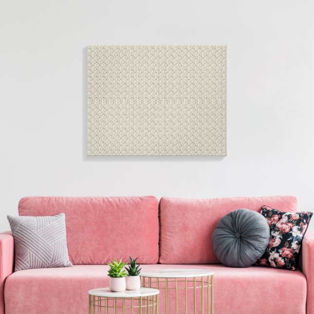 a beige background with a pattern of small squares canvas print (Insitu(LivingRoom))