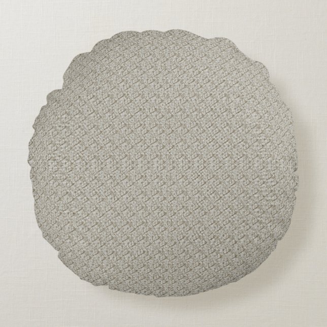 a beige background with a pattern of small squares round pillow (Front)