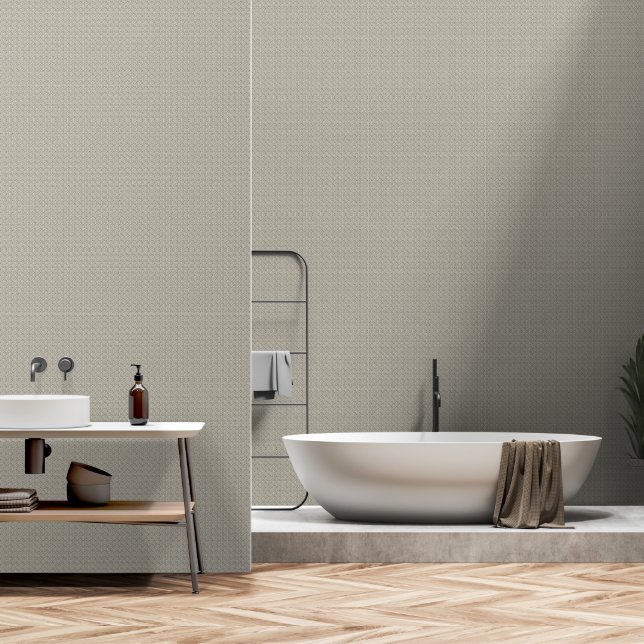 a beige background with a pattern of small squares wallpaper (Bathroom)