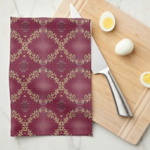A Berry Colour Floral Kitchen Tea Towel