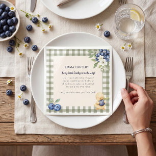 A Berry Little Ducky Baby Shower / green gingham Napkin