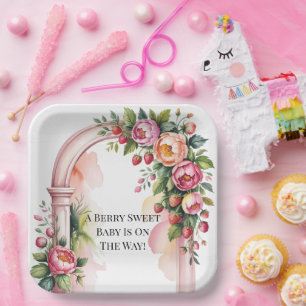 A Berry Sweet Baby Is On The Way Baby Shower Paper Plate