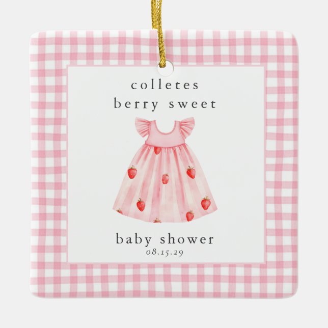 A Berry Sweet Baby Shower Strawberry  Ceramic Ornament (Front)