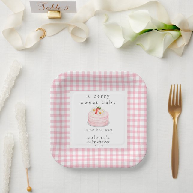 A Berry Sweet Baby Strawberry Baby Shower  Paper Plate (Wedding)