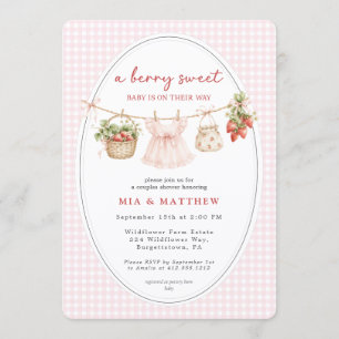 A Berry Sweet Baby Strawberry Couples Baby Shower  Invitation