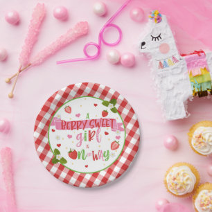 A Berry Sweet Girl is on the Way Paper Plate