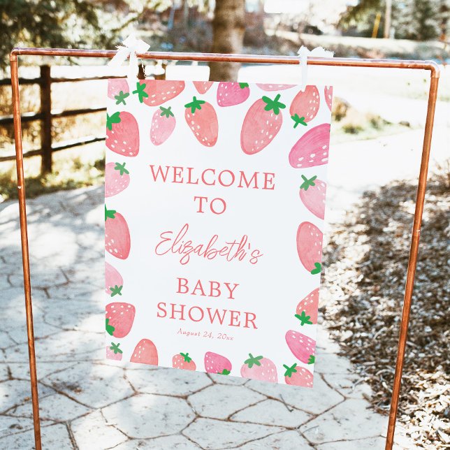 A Berry Sweet Strawberry Baby Shower Welcome Poster (Creator Uploaded)