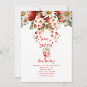 A Berry Sweet Strawberry Second Birthday Invitation