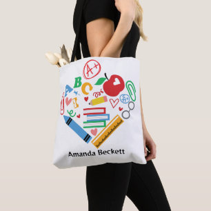 A+ Best Teacher School Supplies Tote Bag