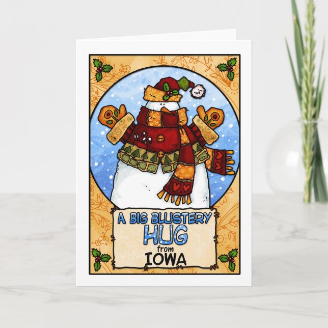 A Big Blustery Hug from Iowa Holiday Card (Front)