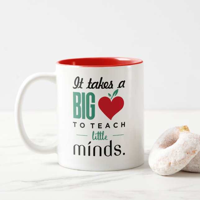 a Big Heart to Teach Little Minds - Red Heart Mug (With Donut)