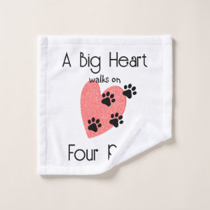 A Big Heart walks on Four Paws - Cute Pet Lover Wash Cloth