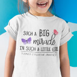A big miracle Turner syndrome awareness T-Shirt<br><div class="desc">This white t-shirt helps to spread awareness about Turner syndrome, a rare chromosomal condition that affects one in 2000 girls. It presents two lovely butterflies, with the captions "Such a big miracle in such a little girl" and "Turner syndrome awareness" in black modern fonts. (The month of Turner syndrome awareness...</div>