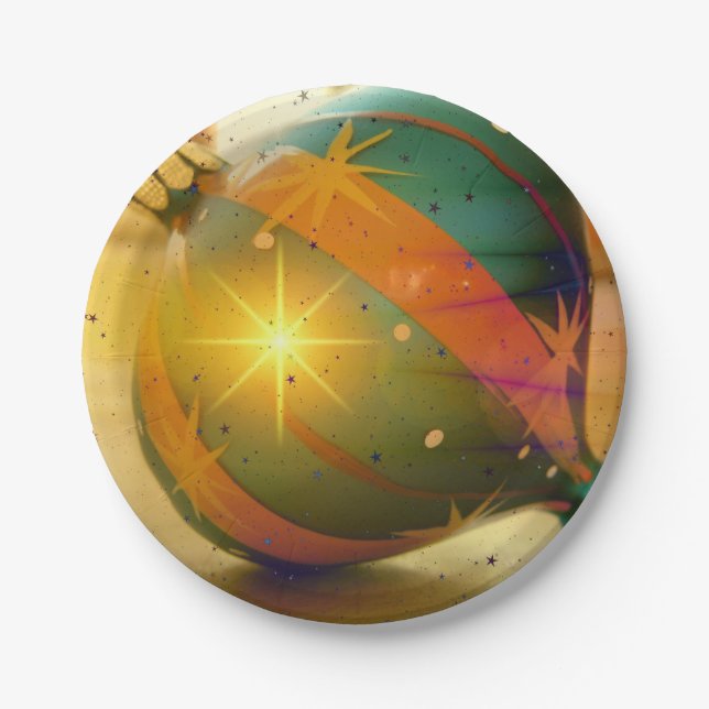 A Big Shiny Christmas Ornament Paper Plate (Front)