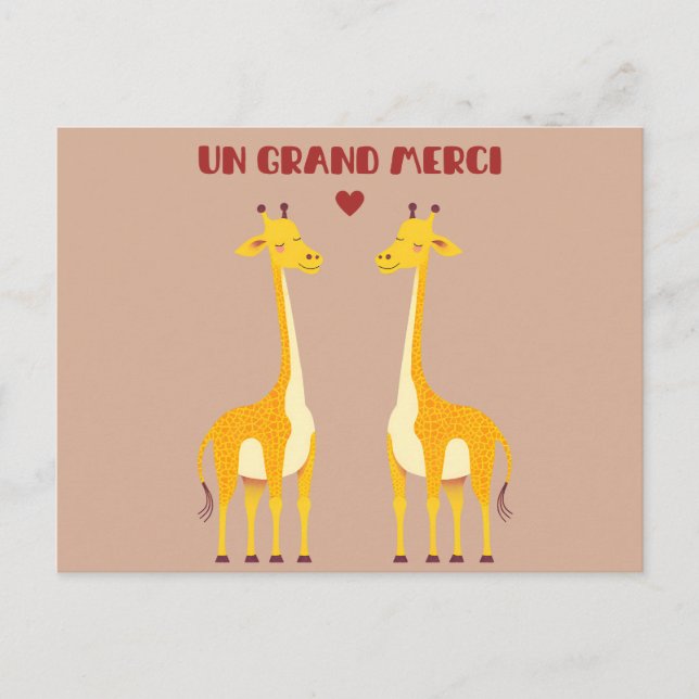 A big thank you - giraffe postcard (Front)