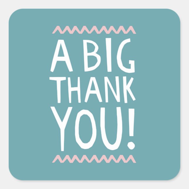 A big thank you sticker trendy typographic thanks (Front)