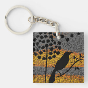 A Bird Among the Feathers Keychain