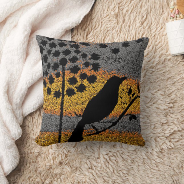 A Bird Among the Feathers  Throw Pillow (Blanket)
