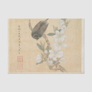 A Bird and Peach Blossom Branch by Chen Hongshou Tissue Paper