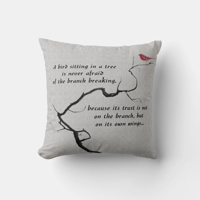A Bird Sitting in a Tree Throw Pillow (Front)