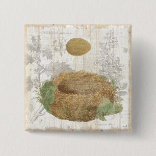 A Bird's Nest with a Brown Egg 2 Inch Square Button