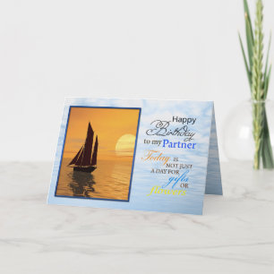 A birthday card for Partner. A yacht sailing.