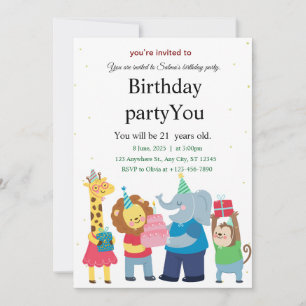A birthday greeting card for animals