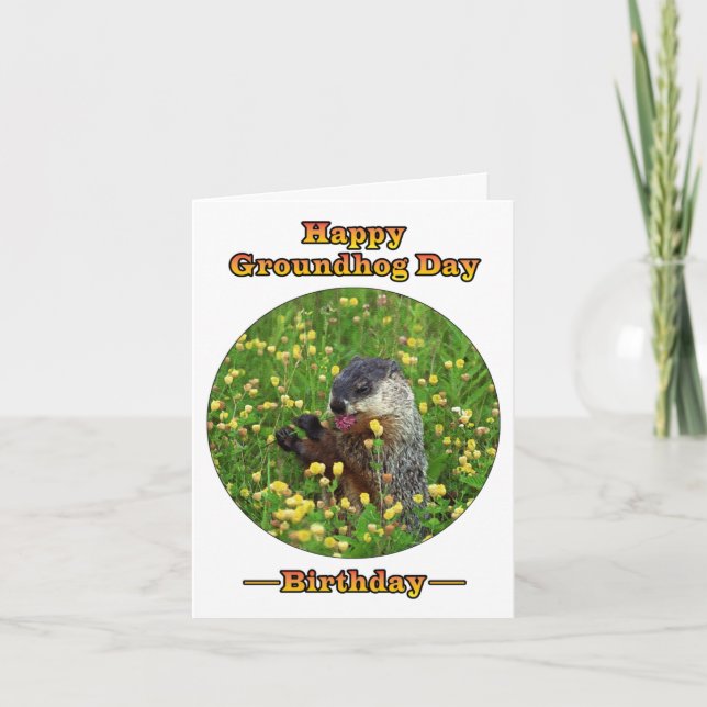 A Birthday on Groundhog Day! Card (Front)