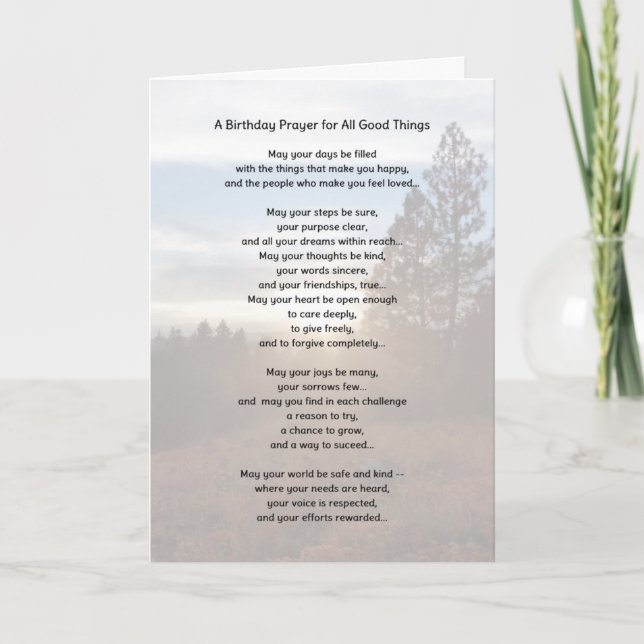 A Birthday Prayer for All Good Things... Card (Front)