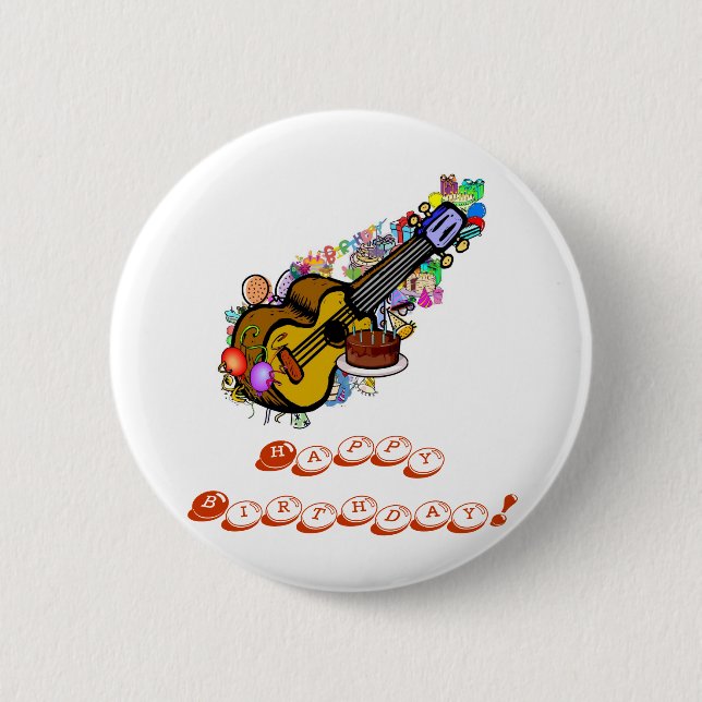 A Birthday Uke Button! 2 Inch Round Button (Front)