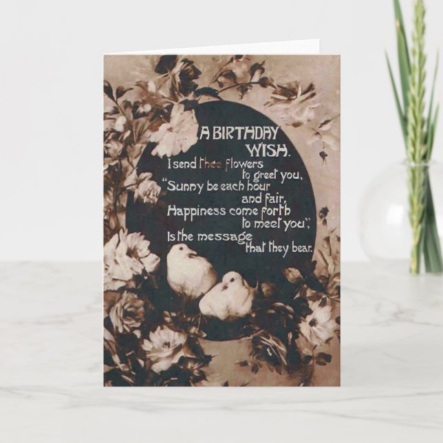 A Birthday Wish Doves Vintage Postcard (Front)