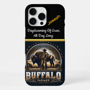A Bison Farmer Stands Proudly in Golden Fields iPhone 16 Pro Max Case