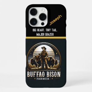 A Bison Farmer Stands Proudly With His Herd iPhone 16 Pro Max Case